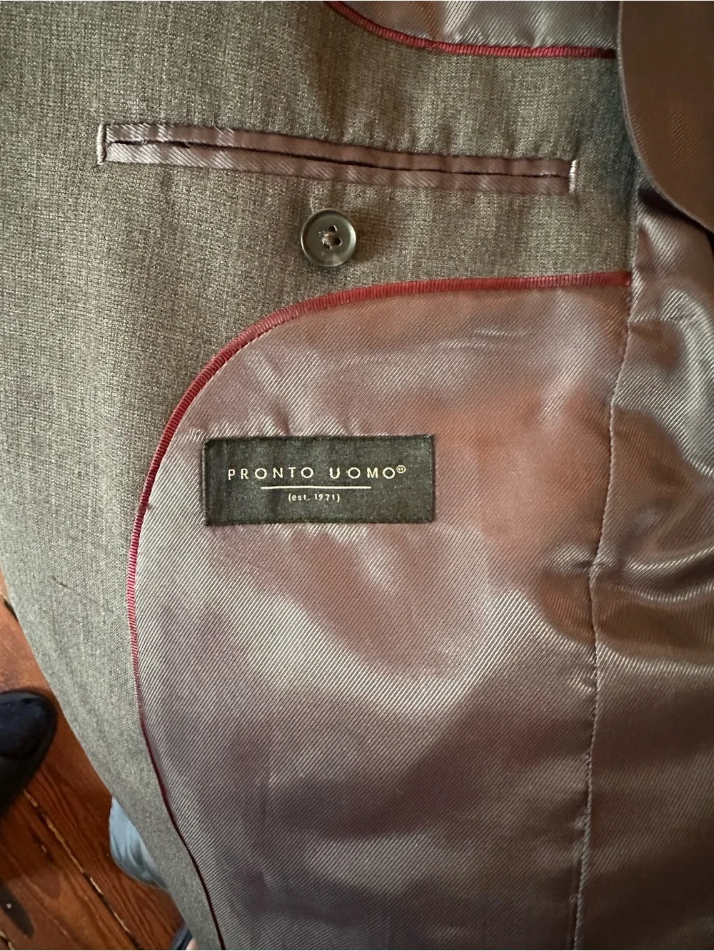 Classic Men's Dark Gray Two-Button Blazer